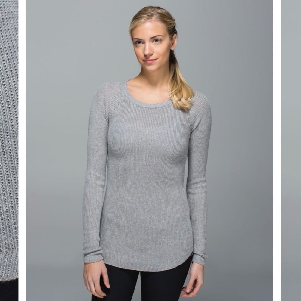 Lululemon Cabin Yogi Long Sleeve grey / silver / heathered Crewneck Sweater
